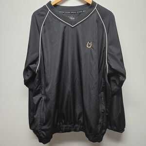 Footjoy FJ Golf Pullover Windbreaker Jacket Men sz Large LongSleeve Black V-Neck